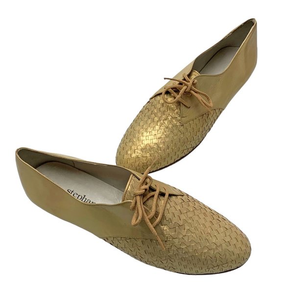 STEPHANE KELIAN Shimmery Gold Leather Lace Up Oxfords  *NWOB‎ - Picture 9 of 11